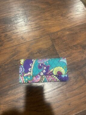 Vera Bradley Quilted Card & Key Holder - Teal, Purple & Yellow Paisley